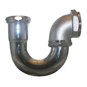 1.5 inch OD Chrome Plated Brass Kitchen Drain P Trap with Flange