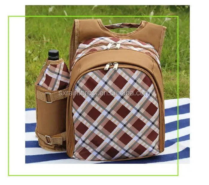 New Style fashional travel thermos backpack picnic bag 4 person with cutlery set
