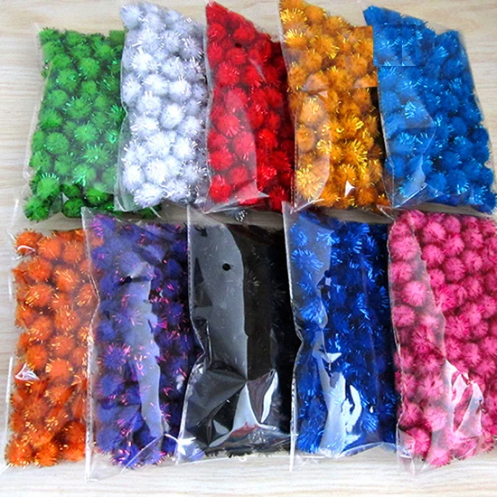 Multicolor fuzzy bulk pom poms for school handwork