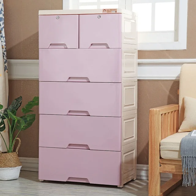 
Extra Large Size Rainbow Panel Baby Plastic Drawer Cabinet 