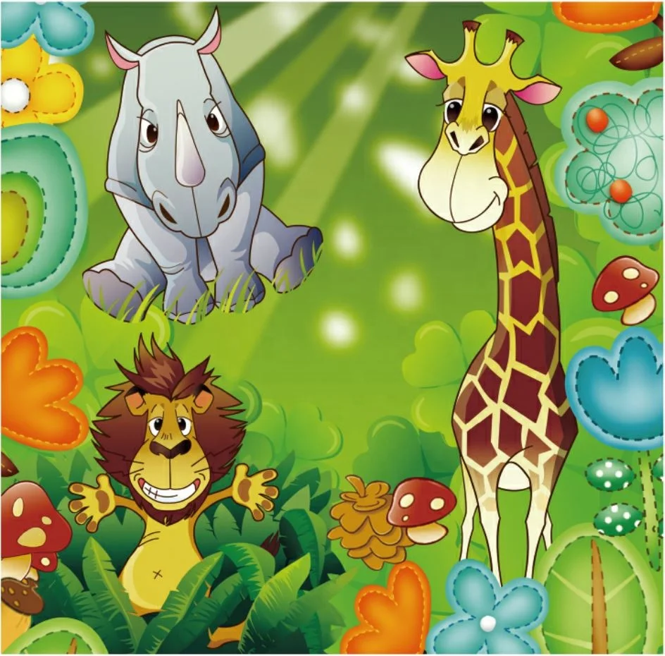 Toffy & Friends kids wooden painting easel chalkboard with storage bins in Jungle design