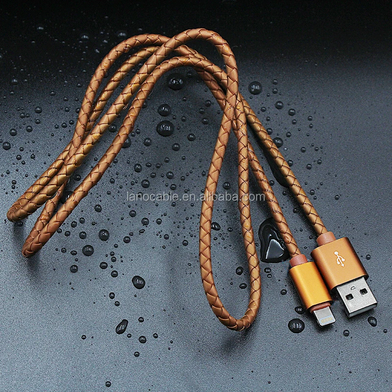 2017 Latest Premium Leather Jack 100cm 2.4A MFi Certified 8 PIN Charging Sync Cable