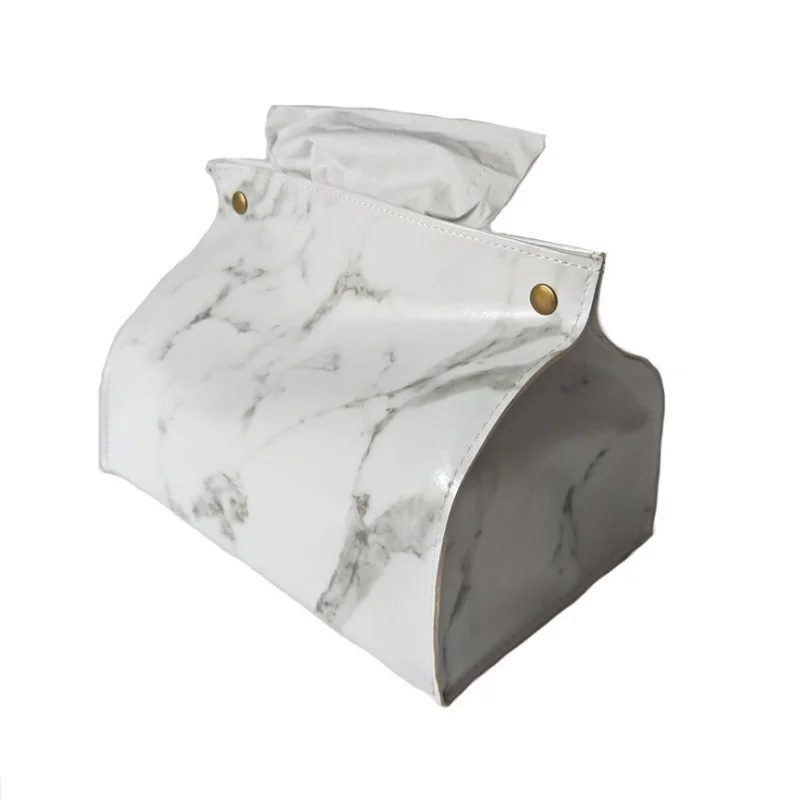 
Chic Tissue Case Box Container PU Leather Marble Pattern Home Car Towel Napkin Papers Dispenser Holder Box Case Table Decoration 