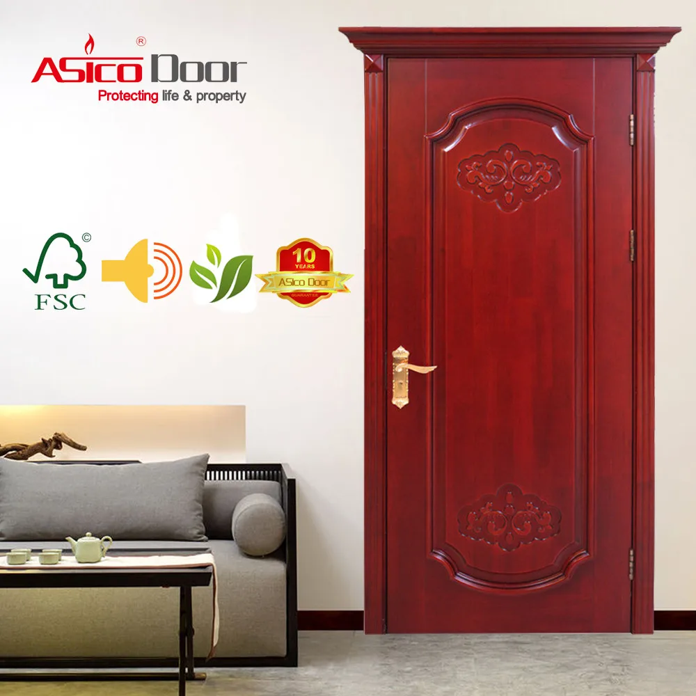 Solid Mahogany Exterior Panel Door with arch top and glass sidelite