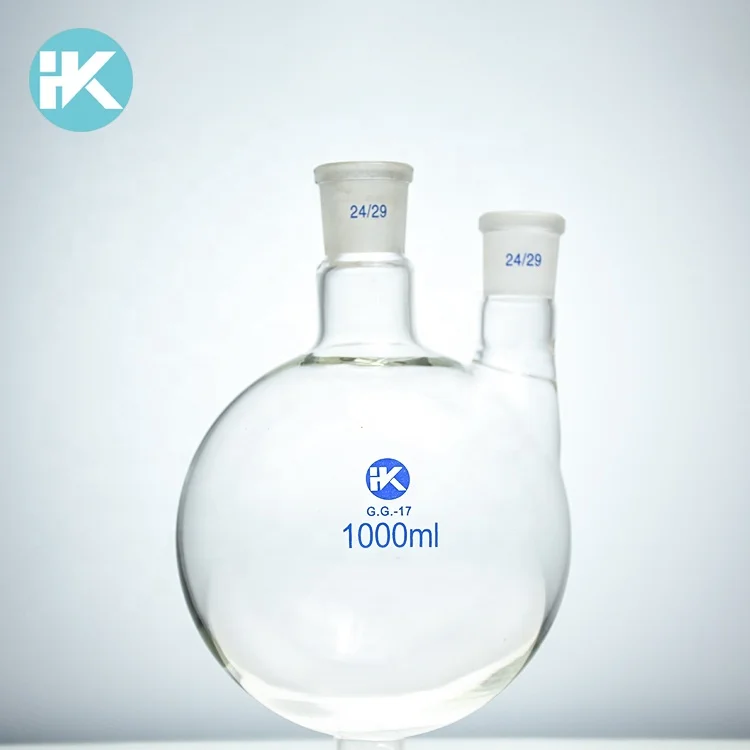 Huke индивидуальное стекло Chemglass круглой 1000 мл Тяжелая стена 2 Шейная Нижняя кипящая колба