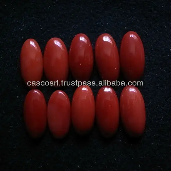 Loose Genuine Red Coral gemstone  Drop Pear shape Oval Cabochon Extra Quality Mediterranean Sea Corallium Rubrum No Cites listed