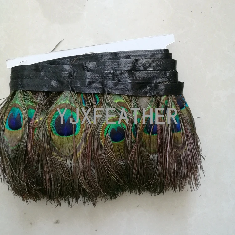 wholesale artificial peacock feather trim fringe trimmings with full eyes