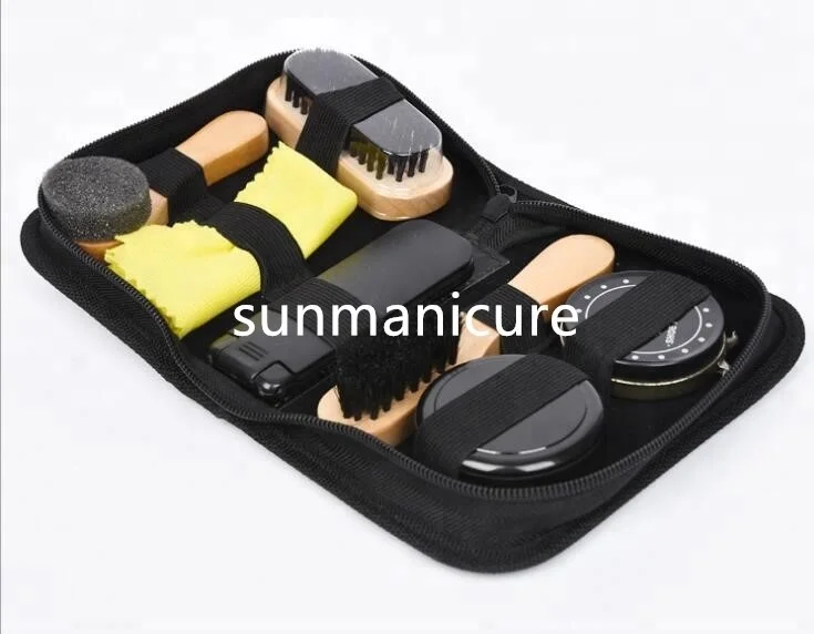 
custom men high quality professional Shoe polishing kit cleaning kit with box or with bag shoe care kit shoe gift set 