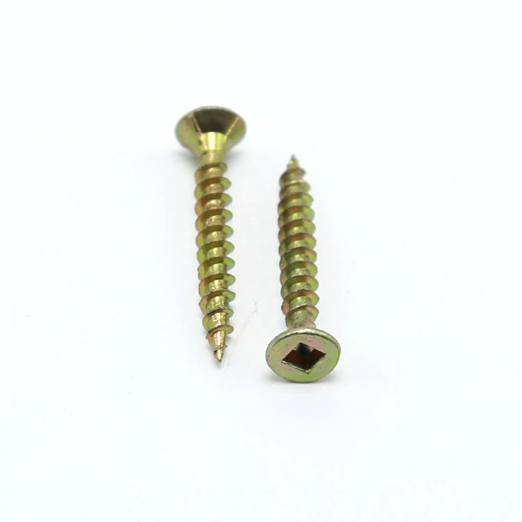 Yellow Passivated square Countersunk double CSK head wood chipboard Screws for wood furniture