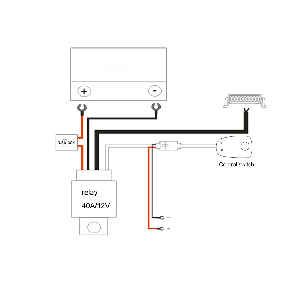 Switch Relay Fuse Wiring Harness Kit, Automotive Remote Control Wiring Harness Kit with Switch For LED Headlight Lightbar