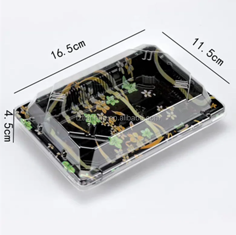 Rectangle Sushi Box PS Plastic Sushi Container with Antifog Clear Lid
