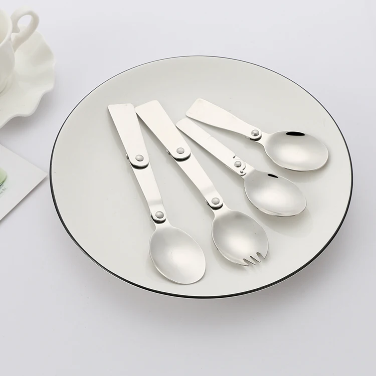 304 stainless steel outdoor camping portable folding flatware set knife fork spoon combination travel picnic folding cutlery set