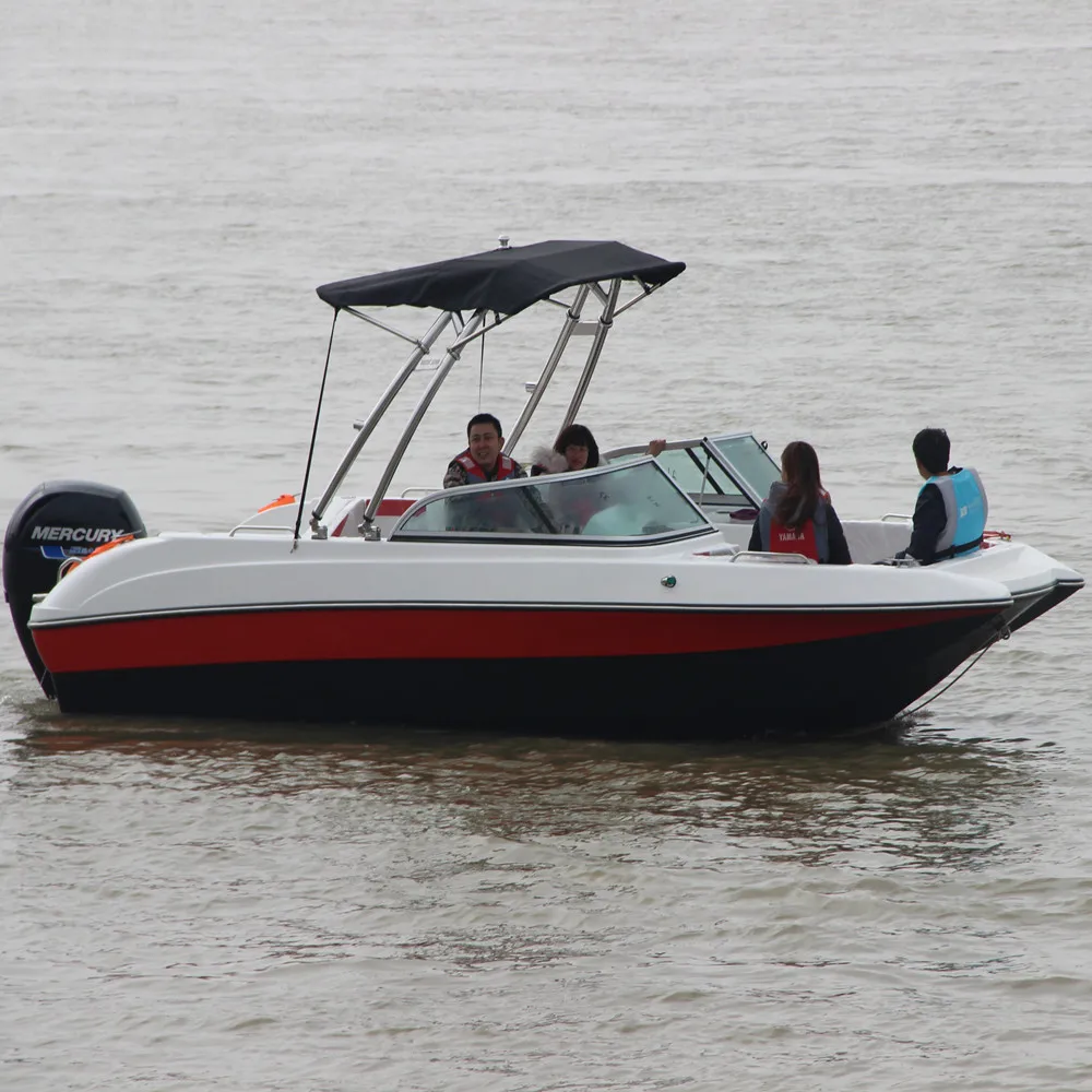 8 passengers small fiberglass speed boat with outboard engine for sale