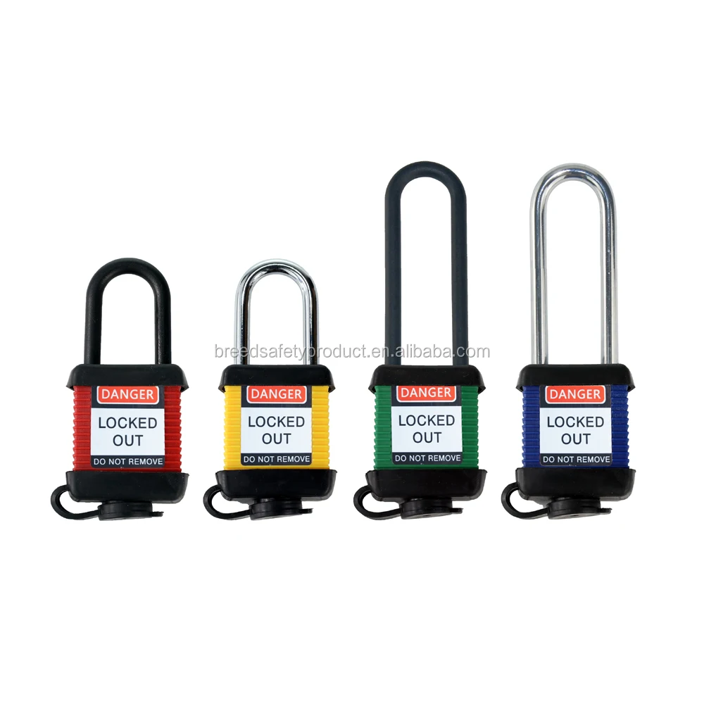 Safety Plastic Lockout Padlock 3-Inch Nylon Shackle Dustproof lockout