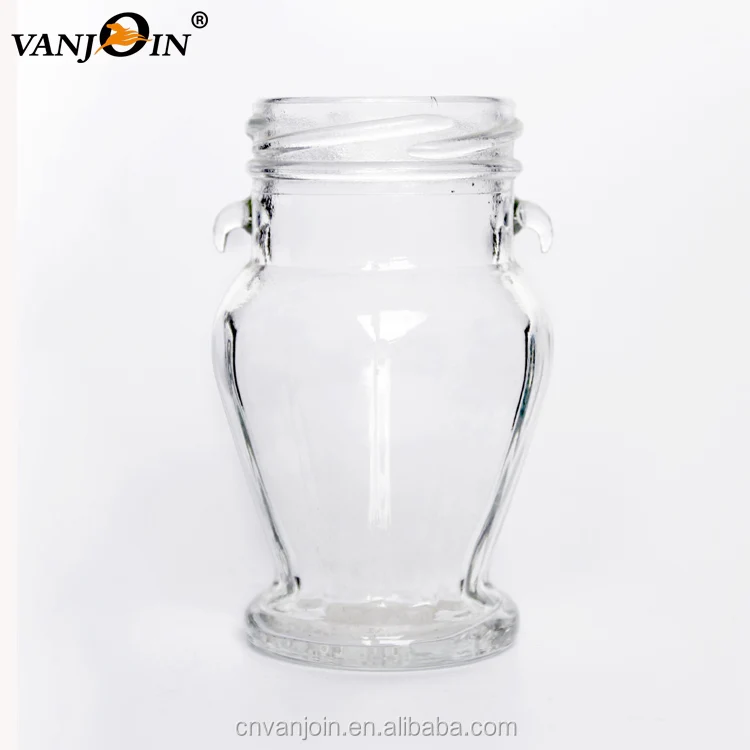 106ml Empty Amphora Glass Jar with Metal Lug Cap Food Container for Honey Jam Jelly Beverage & Holiday Packing