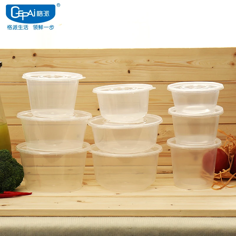 Wholesale 1000ml round disposable bowl plastic food container with lid