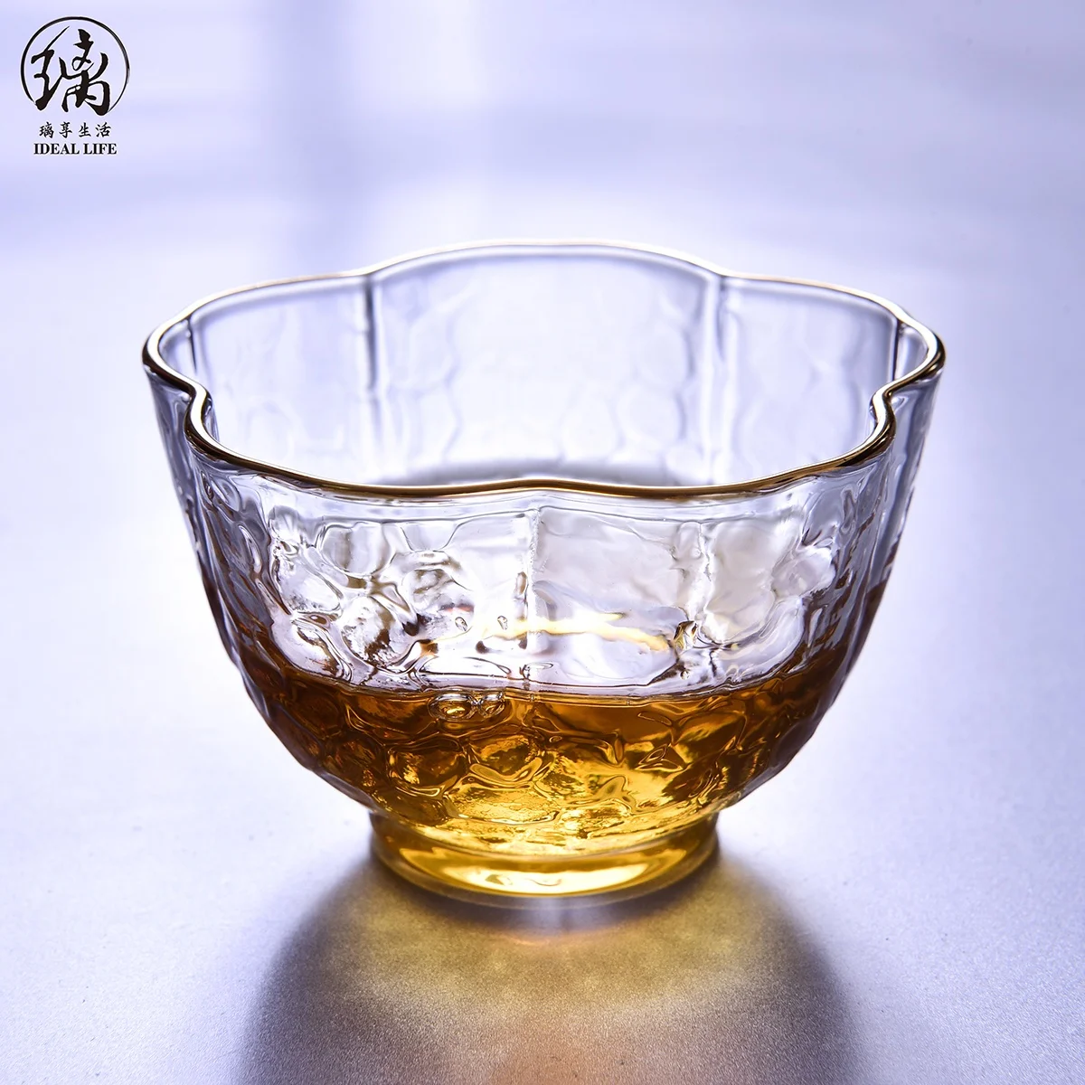 Полностью сделанные вручную чашки и блюдца, наборы, Золотая китайская прозрачная стеклянная посуда