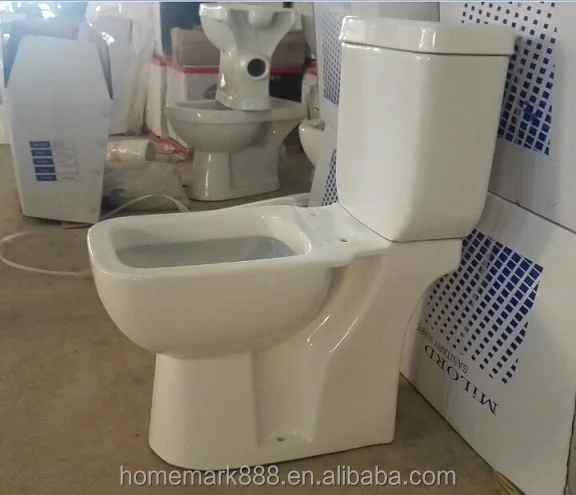 Square Design Ceramic Two Pieces P trap Toilet with Big Outlet Hole