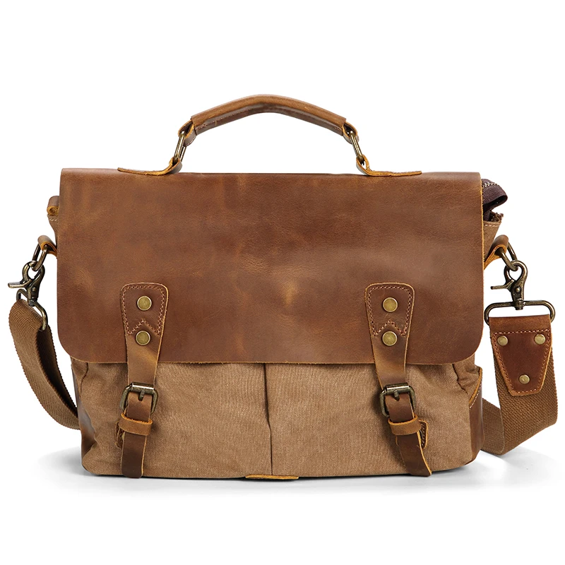
Wholesale Vintage Canvas Casual Business Messenger Bags Custom Logo Laptop Handbags For Men 