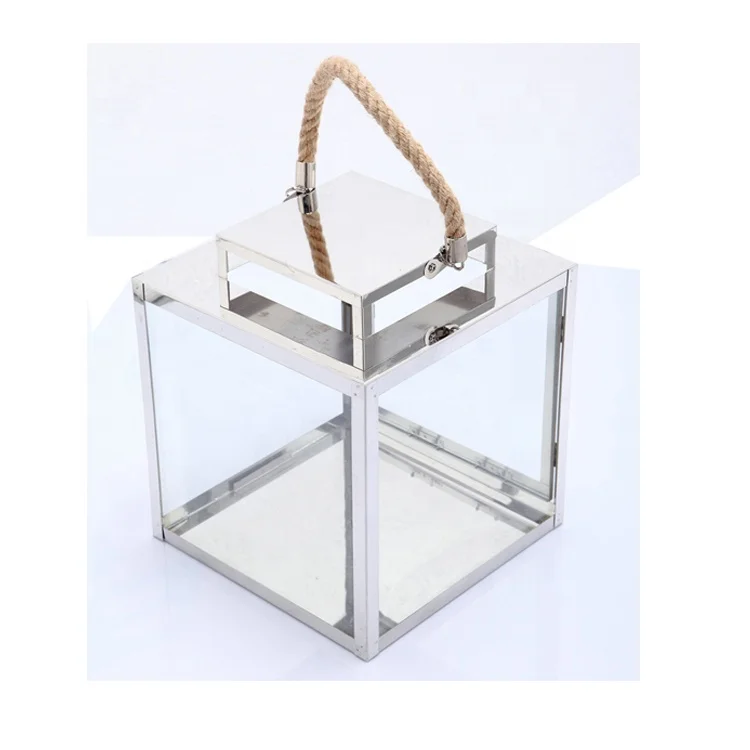 Домашний и садовый декоративный современный дизайн зеркальный полированный металлический фонарь в виде свечи