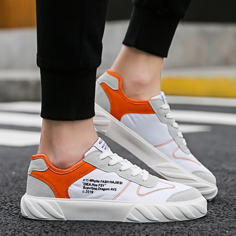 
China Wholesale Fashion Outdoor High Top Yellow Black Sneakers Casual Walking Canvas Shoe for Men 