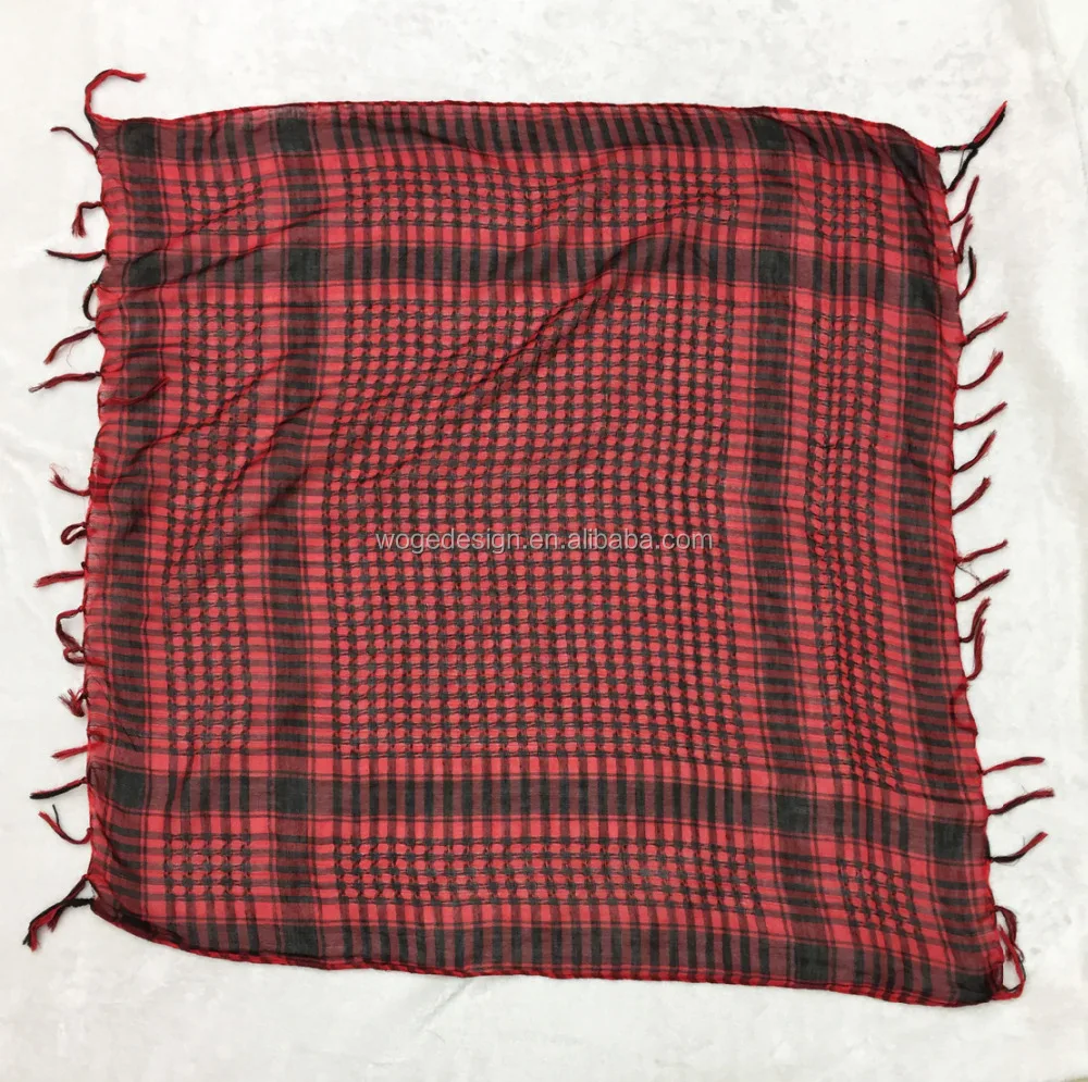 Hot sold arab african jacquard polyester tassels scarf Afghan desert shemagh houndstooth checked square men wrap