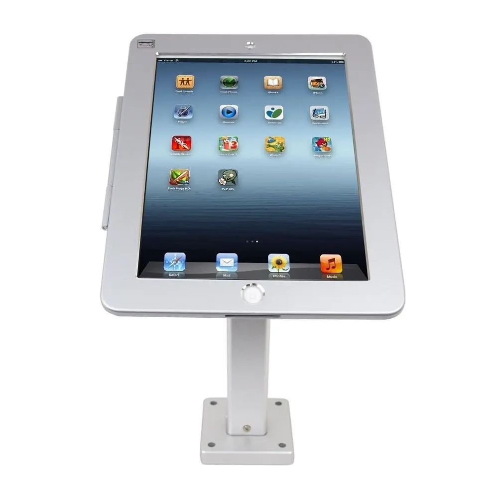 Lockable anti-theft tablet wall mounting bracket black silver desk/wall mount tablet enclosure security stand for ipad