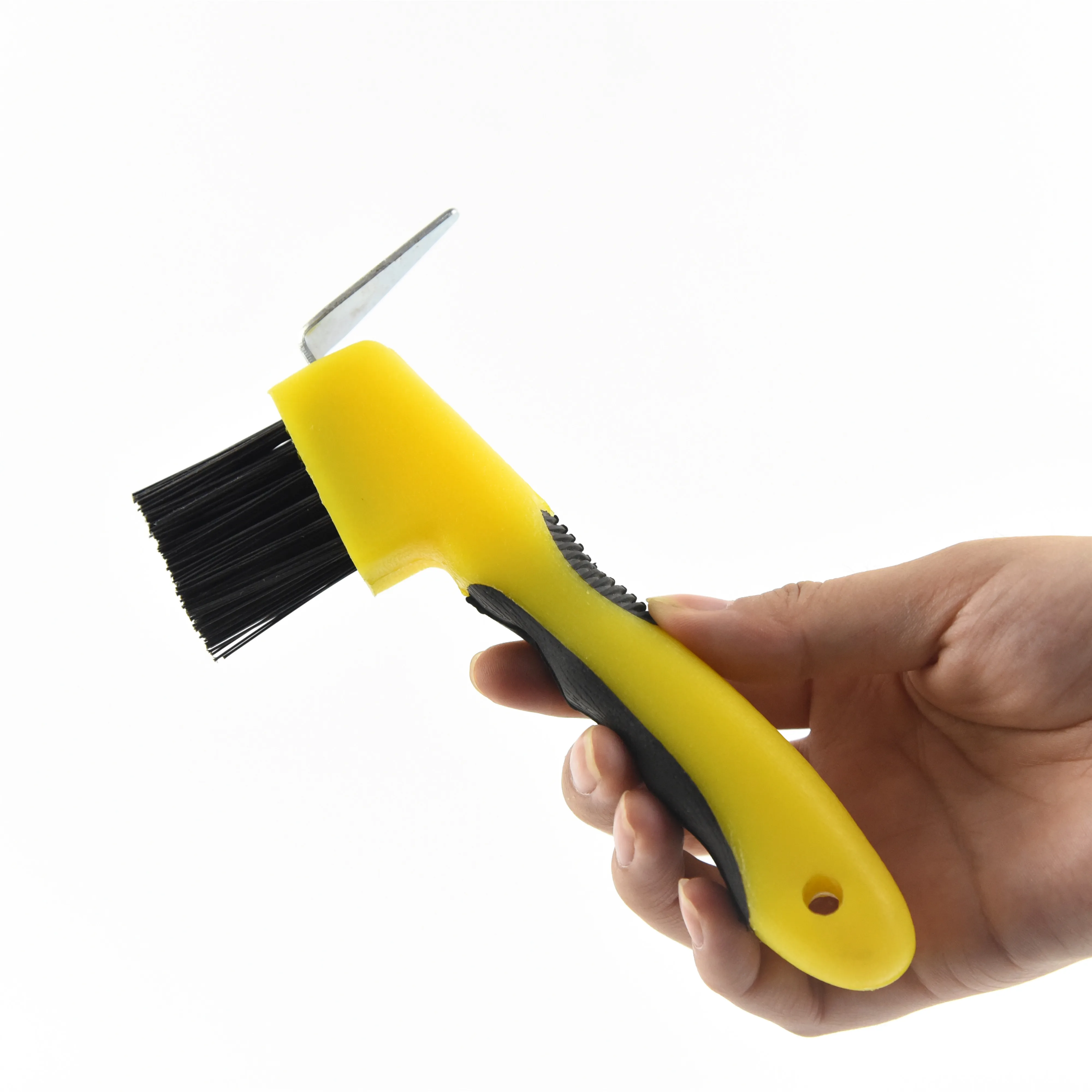 plastic horse hoof pick with brush for hoof trimming