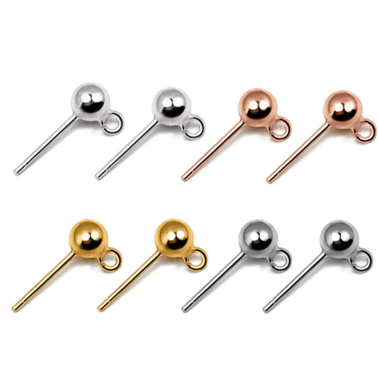Handmade Jewelry Making Bead Ear Studs Accessories for Bracelet Necklace Pendant  DIY Material 925 Sterling Silver Jewelry