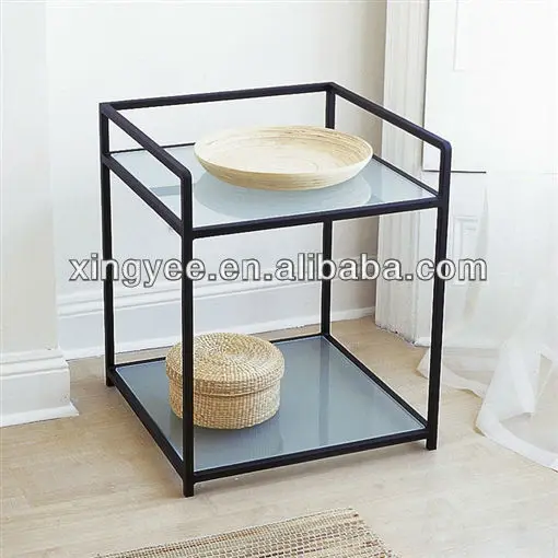 Modern Living room sofa side tables furniture homes antique vintage small square nightstand tempered glass side table