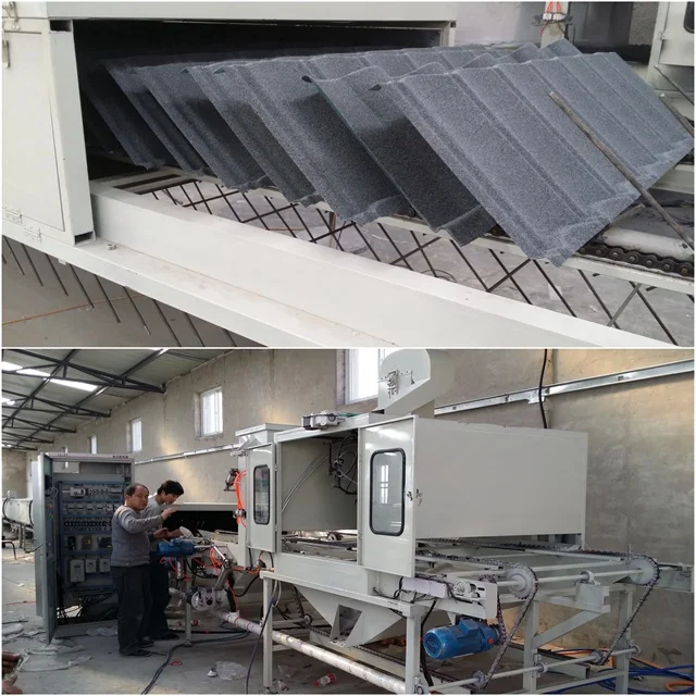 Construction machineType Color Stone sand blasting coated steel roof machine/stone coated roof tiles production line