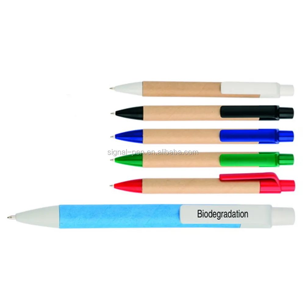 Eco-paper pen body with recycle paper for barrel and degradable plastics for clip, tip and grip mechanical pencil