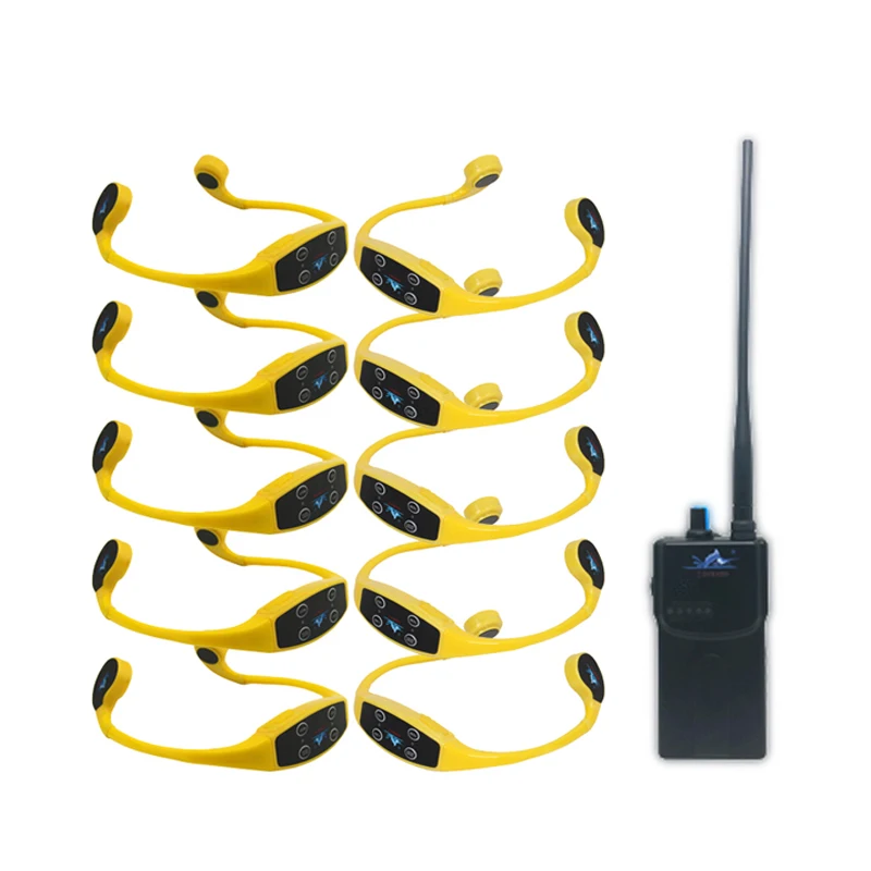 
Lightweight Multiple-functional H-903 Waterproof Wireless 7 Frequencies Swimming Training 1*Walkie Talkie 10*Headsets 