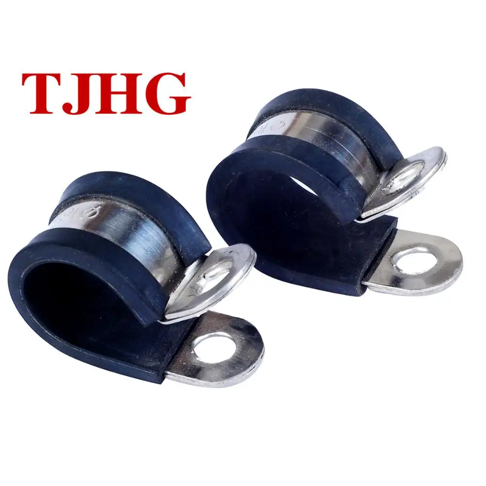 Hot selling fixing cable pipe black low price Galvanized steel P Type rubber clamp