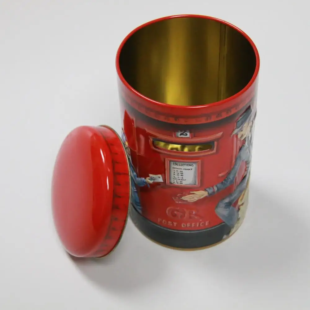 pillar-box shape metal piggy bank/coin storage box