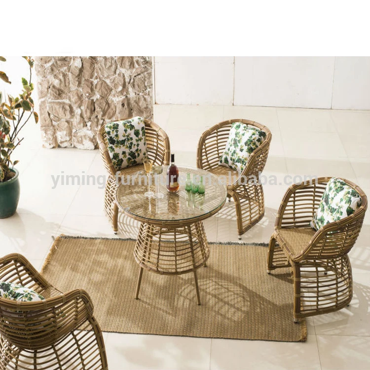 
Garden Leisure Garden Outback Furniture 4-seat Wicker Chair Bamboo Patio Furniture 