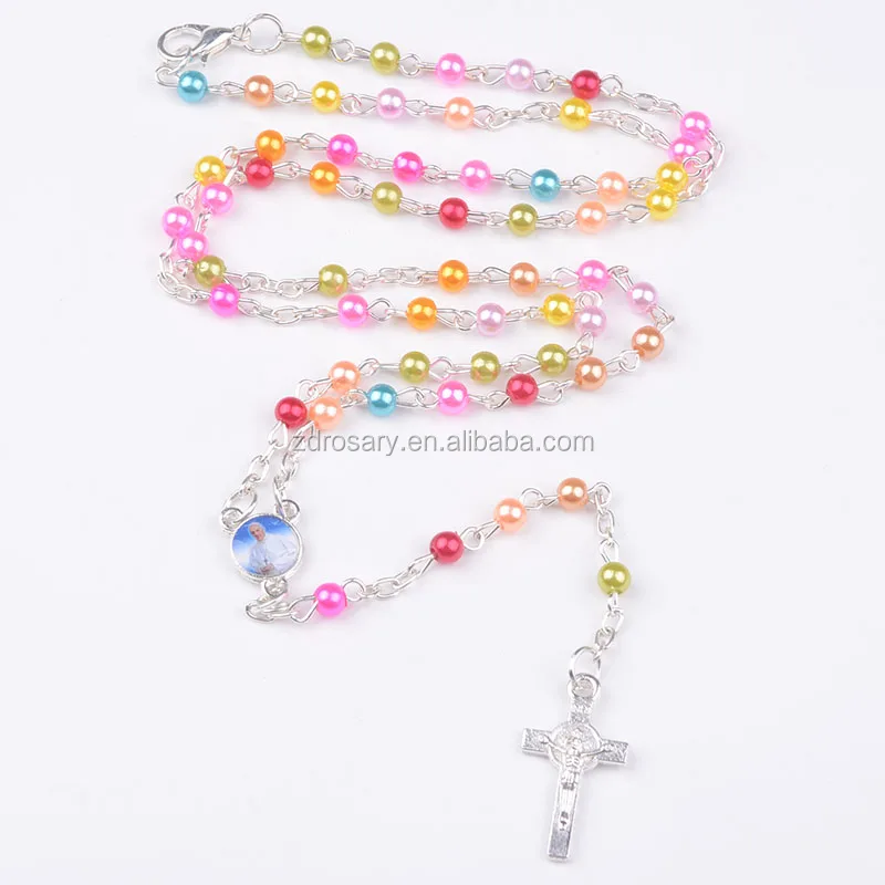 Religious Promotional Gift 4MM Beads with Lobster Clasp Catholic Mini Pope Rosary Packed by Glass Wishing Bottle