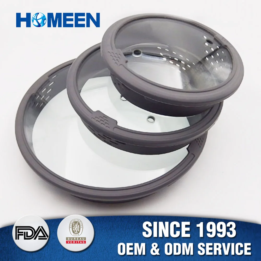 Cookware Parts With Silicone Ring Universal Pan Glass Lid For Cookers