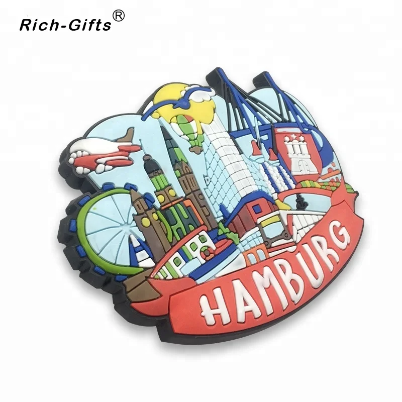 
Hamburg Tourist Souvenir PVC Fridge Magnets For Germany 