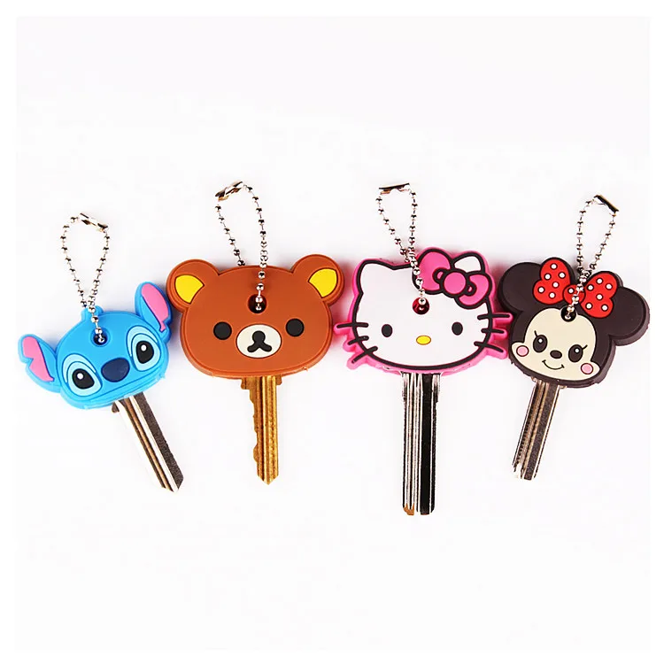 Factory Manufacture Cheap Wholesale Cartoon Anime Cute Animals Key Cover Cap Keychain
