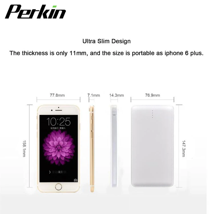 
PP1008 New hot selling ultra-thin Large capacity leather cable built-in external battery power bank 10000mah 