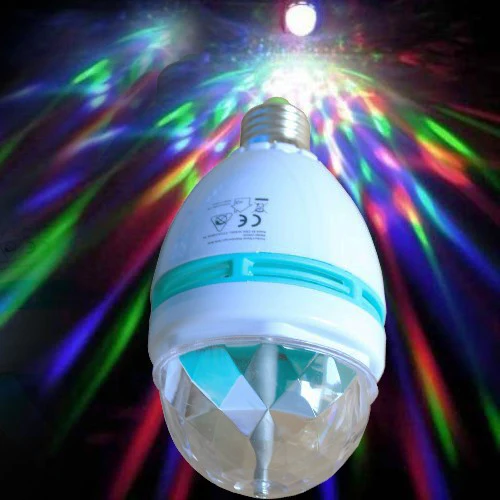E27 3 Watt Triangle Bulbs RGB Color Changing Crystal Ball Effect DJ Disco Lamps LED Auto Rotating Stage Light for Party Clubs