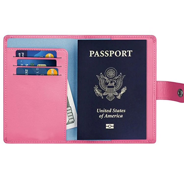 
hotsale christmas rfid blocking leather travel passport cover Pink passport wallet card holders 