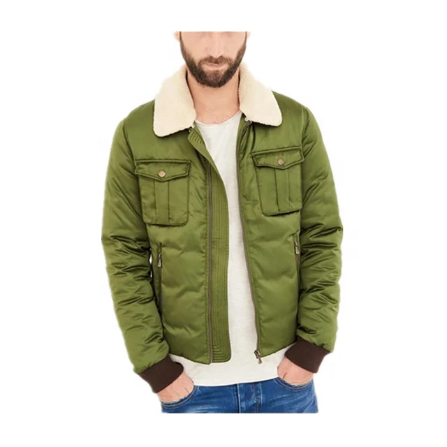 New Products 2021 Custom Warm Up Softshell Fur Collar Padded Men Winter Jacket With Zipper