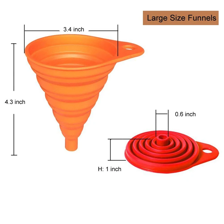 Amazon best selling flexible foldable kitchen hopper silicone collapsible funnel