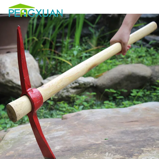 Manufacture factory supply durable farming tools wooden handle hand pickaxe