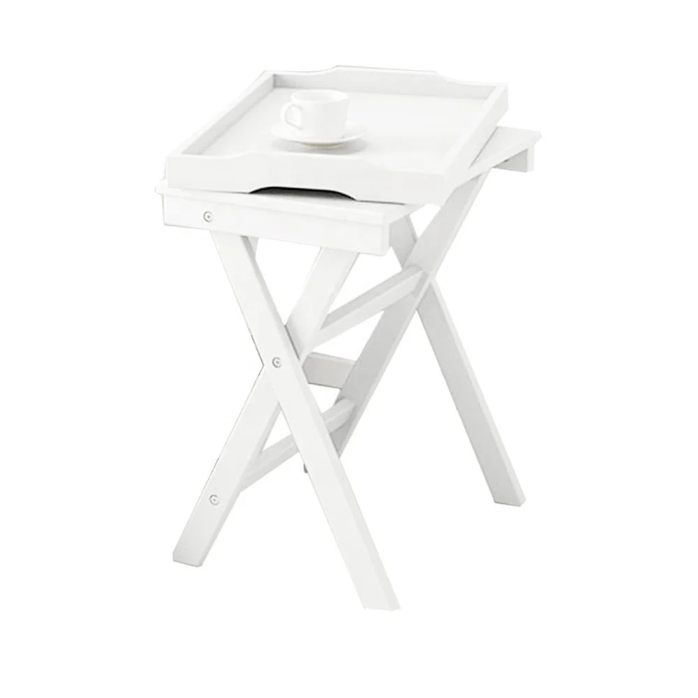 Removable and foldable white color coffee tray table serving table