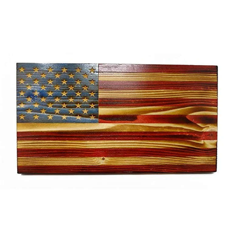 
American Echoes Vintage Wooden United States Flag Wall Art 