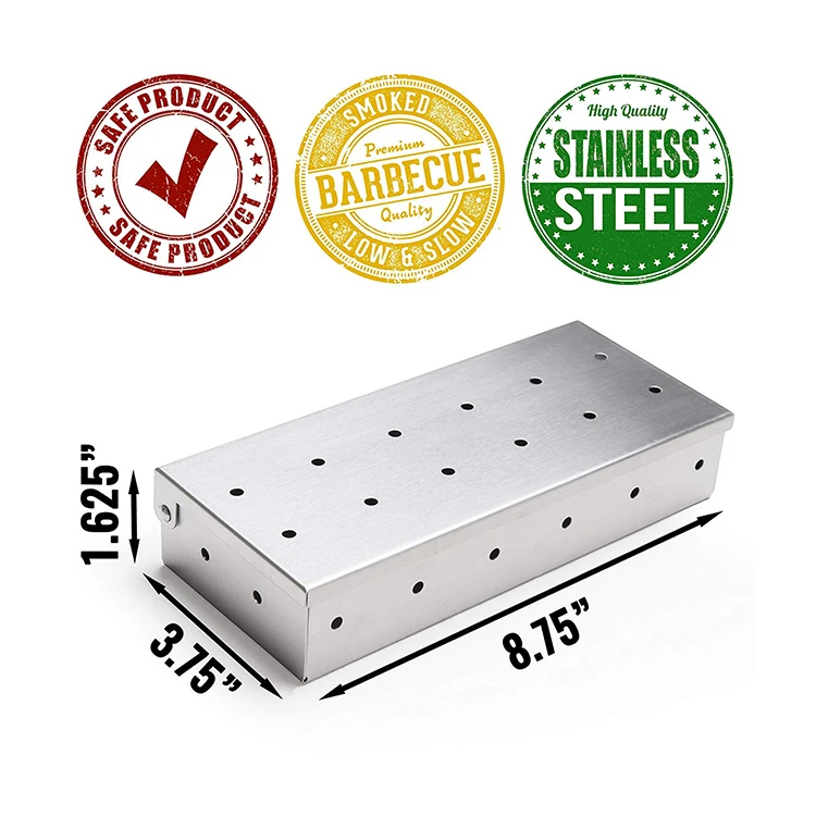 Barbeque Smoker Box - Stainless Steel Wood Chip Smoke Box