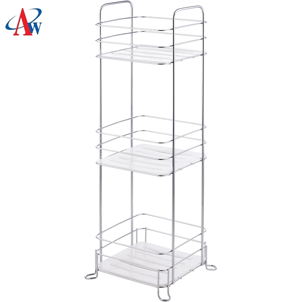 4 layer popular wall mounted bathroom accessory organizer shelf rack shower shampoo storage rack wire rack with tray